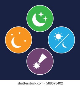 dream icons set. Set of 4 dream filled icons such as moon and stars, sun and moon