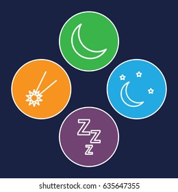 Dream icons set. set of 4 dream outline icons such as crescent, moon and stars, falling star