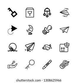 dream icons set with moon space toy, house key and paper plane vector set