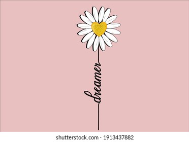 dream imagine daisy  lettering daisy flower lettering hand drawn vector daisy flower with lettering positive quote flower design margarita 
mariposa
stationery,mug,t shirt,phone case fashion slogan  