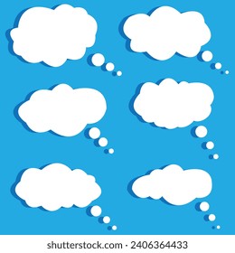Dream isolated cloud  blue background. Balloon cloud shape. Template for your design.