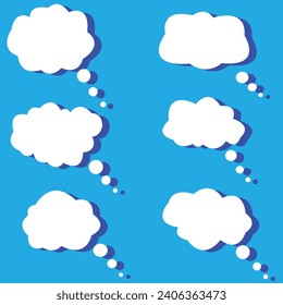 Dream isolated  cloud with white color isolated on blue background. vector dialog for website.