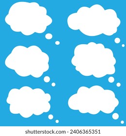 Dream isolated cloud with white color isolated on blue background. vector dialog for website.