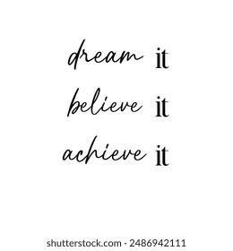 dream it, believe it, achieve it typography lettering, t shirt design and frames, Vector eps file