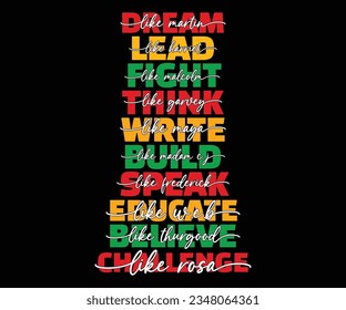Dream Like Martin Lead Like Harriet Fight Like SVG, Black History Month SVG, Black History Quotes T-shirt, BHM T-shirt, African American Sayings svg