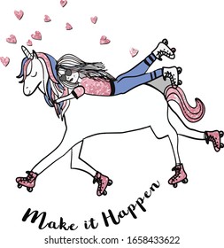 Dream like a unicorn vector illustration for t shirt print design.