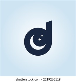 Dream logo design. Initials d and moon vector template