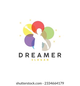 Dream Logo, Kid Dream Inspirational Design, Vector Reaching Star Fun Learning, Kids Dream Logo Templet