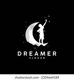 Dream Logo, Kid Dream Inspirational Design, Vector Reaching Star Fun Learning, Kids Dream Logo Templet