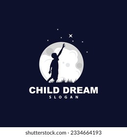 Dream Logo, Kid Dream Inspirational Design, Vector Reaching Star Fun Learning, Kids Dream Logo Templet