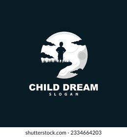 Dream Logo, Kid Dream Inspirational Design, Vector Reaching Star Fun Learning, Kids Dream Logo Templet