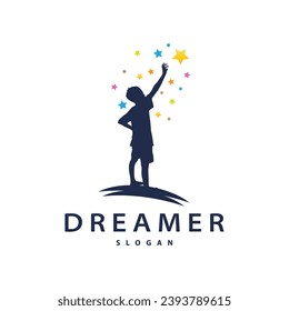 Dream Logo, Kids Dream Inspiration Design, Fun Learning Star Reach Vector, Kids Dream Logo Template