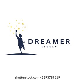 Dream Logo, Kids Dream Inspiration Design, Fun Learning Star Reach Vector, Kids Dream Logo Template