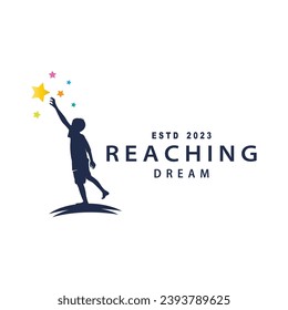 Dream Logo, Kids Dream Inspiration Design, Fun Learning Star Reach Vector, Kids Dream Logo Template