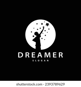 Dream Logo, Kids Dream Inspiration Design, Fun Learning Star Reach Vector, Kids Dream Logo Template