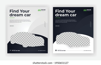 Dream Luxury Car Social Media Sales Post Advertising Banner Template. Creative Rent A Car Social Media Banner Design.