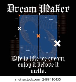 dream maker citas motivacionales e inspiradoras tipografía de letras diseño de camiseta