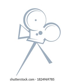 Dream maker. Stylized drawing of an old movie camera. Vector image for logo or illustrations.