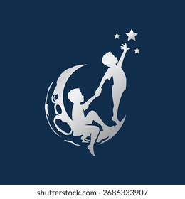 dream moon boy abstract logo modern style