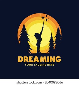 dream moon illustration logo design