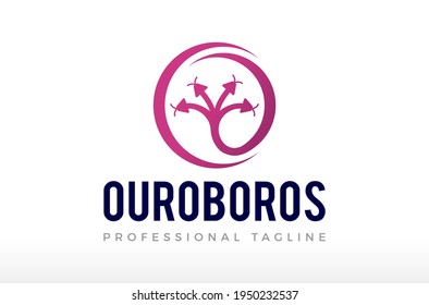 Dream Mythic Ouroboros Snake Logo Design Vector Icon Illustration.