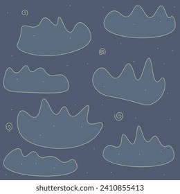 Dream Night Abstract Trendy Blue Clouds Wallpaper Or Background