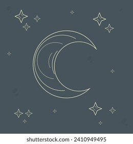 Dream Night Abstract Trendy Blue Astrology Moon Golden Stars Celestial Wallpaper Or Background