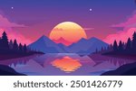 dream nightfall over a peaceful lake