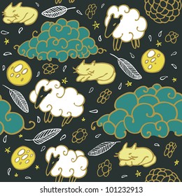 Dream pattern flying sleepy sheep