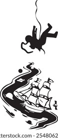 dream of a person, illustration vector art silhouette