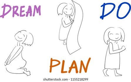 dream plan do motivation hand drawn images