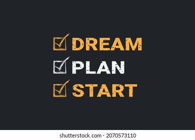 sueño, plan, iniciar el diseño de camisetas de tipografía