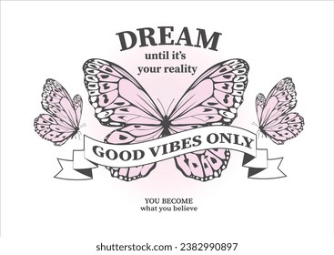 dream positive quote hand drawn design