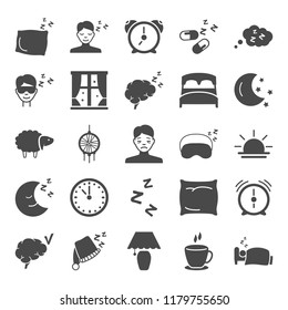 Dream and rest simple icons set
