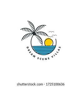 dream scene villages , summer ocean, nature and beauty logo