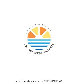 dream scene villages , summer ocean, nature and beauty logo