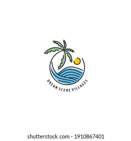 dream scene villages , summer ocean, nature and beauty logo