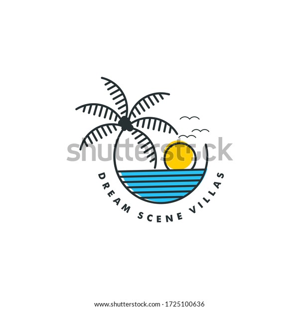 dream scene villages , summer ocean, nature and\
beauty logo