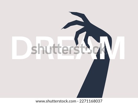 A dream sign and a dark beast hand reaching to it, hopes and fears