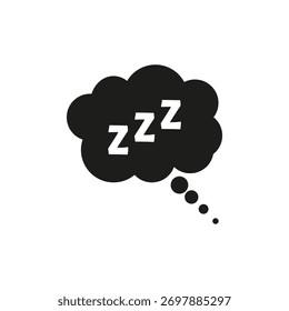 Nube de sueño de ensueño. Descansa roncando símbolo. Vector de forma de burbuja. Icono blanco negro. EPS 10.