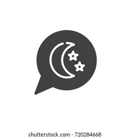 Dream Speech Bubble with moon and stars icon vector, filled flat sign, solid pictogram isolated on white. Symbol, logo illustration.