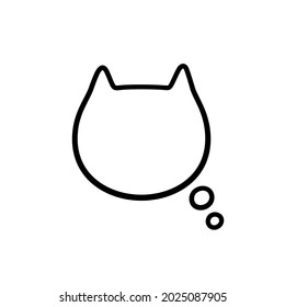 Traumsprecherblase in Form einer Katze. Leere süße Sprachblase mit Katzenohren. Lineare Vektorgrafik einzeln auf weißem Hintergrund.