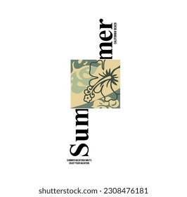 Dream Of Summer Enjoy slogan with waves and and sun vector illustrations. For t-shirt prints and other uses