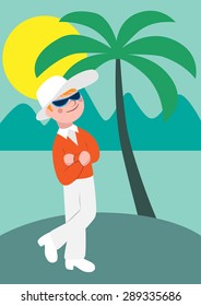 The dream of a summer vacation. Vector illustration.