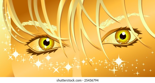 Dream of summer - vector illustration of woman's eyes and magic sparkles