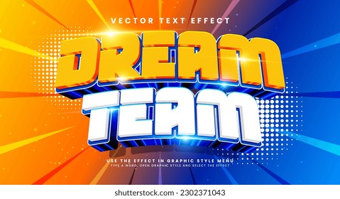 Dream team 3d editable vector text style effect. Vector text effect with luxury concept.