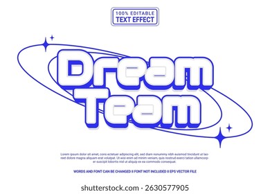 Dream Team Editable Vector 3D Text Effect – Colorful and Modern Typography Cartoon Style for Poster, Branding, Social Media