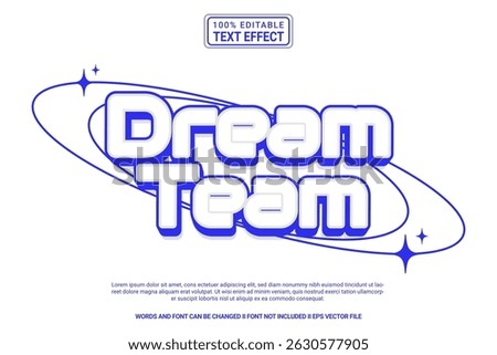 Dream Team Editable Vector 3D Text Effect – Colorful and Modern Typography Cartoon Style for Poster, Branding, Social Media