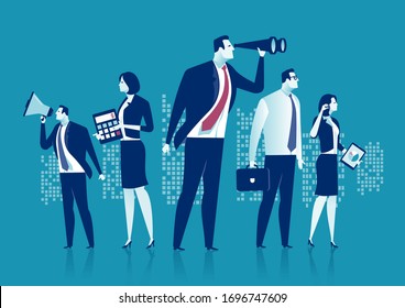 Dream team. Group of business experts at work. Business vector illustration