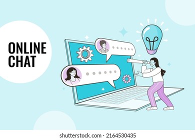 Dream team work, success. Different member in a creative group. People with big object. Man and woman with lamp, magnifying lens, binoculars. Business team idea. Vector illustration.